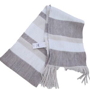 NEW NY & Co Stripe Scarf Neutral Tan Beige Coastal Grandma